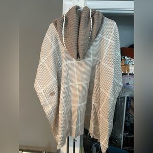 NEW—-Cowl neck sweater poncho